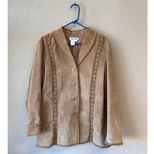 Vintage Coldwater Creek suede leather lace braided jacket size large